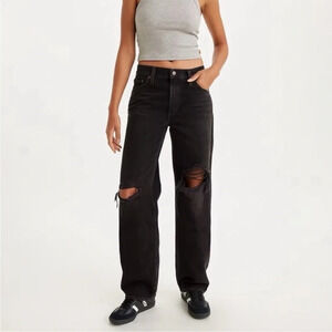 Levi's Baggy Dad in Rake It Up Black Distressed Jeans Size 24